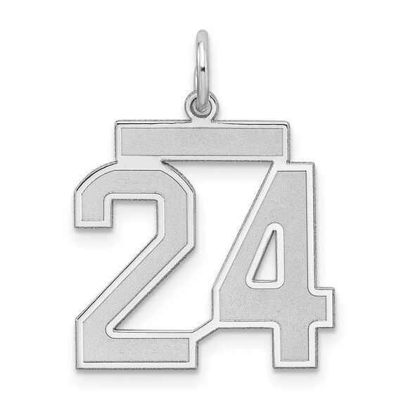 Sterling Silver, Jersey Collection, Medium Number 24 Pendant - Picture 1 of 5